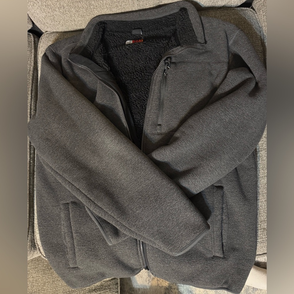 32 Degrees Men's Charcoal Zip-Up Sweater